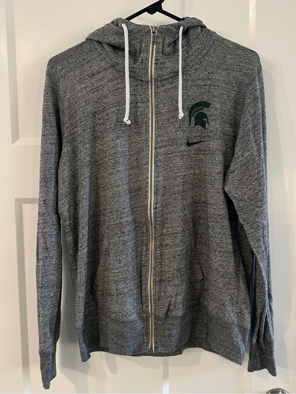 Michigan State Spartans Nike Grey Zip Up Hoodie Light Weight Size XL MSU